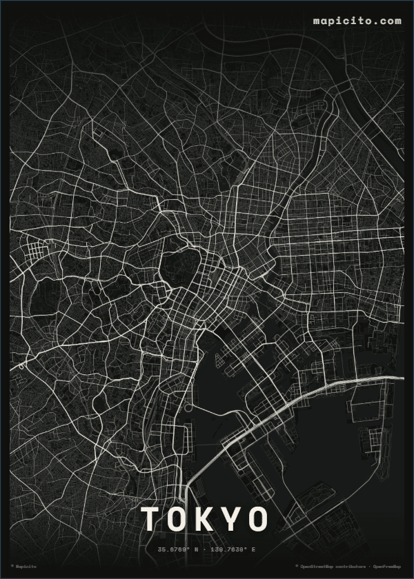 Personalized Tokyo map poster designed to remember a favorite trip